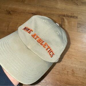 Nike Athletics Tan Fitted  Size 7 1/8 Hat Brown Tan Corduroy  Vtg Y2k Swoosh